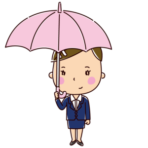 傘をさす女性のイラスト（OL）