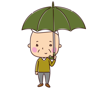 傘をさす男性のイラスト（老人）
