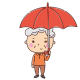 傘をさす女性のイラスト（老人）