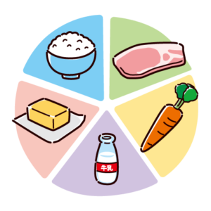 シンプルな五大栄養素表のイラスト