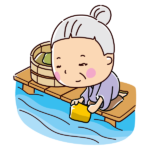 川で洗濯をするおばあさんのイラスト