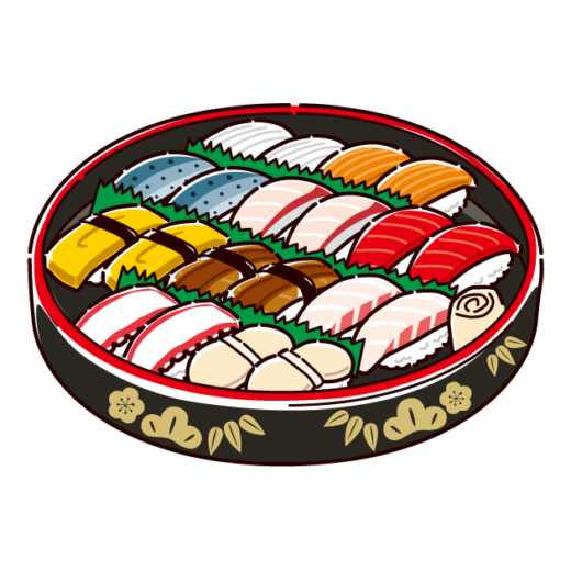 お寿司のイラスト（寿司桶）