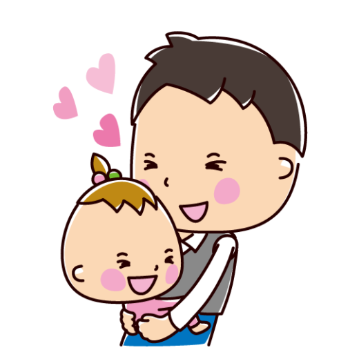 赤ちゃんを抱っこするイラスト2（パパ・父親）
