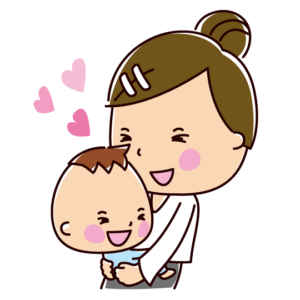 愛しい赤ちゃんを抱っこするイラスト（ママ・母親）