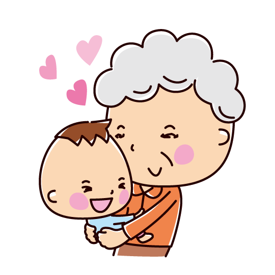 赤ちゃんを抱っこするイラスト お婆さん 祖母 イラストくん