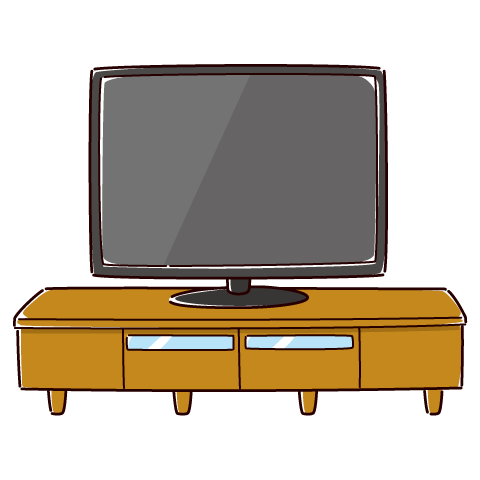テレビのイラスト（テレビ台）（2カラー）