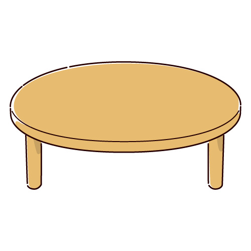 丸いローテーブルのイラスト（座卓）（2カラー）