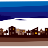 街並みの背景イラスト（夜）