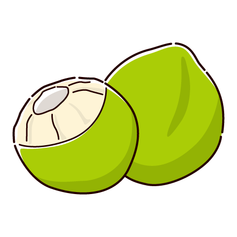 ココナッツのイラスト（緑色・ヤシの実）