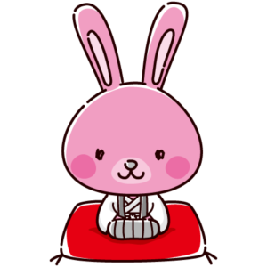 かわいいウサギのキャラクターイラスト（卯・紋付袴・着物）