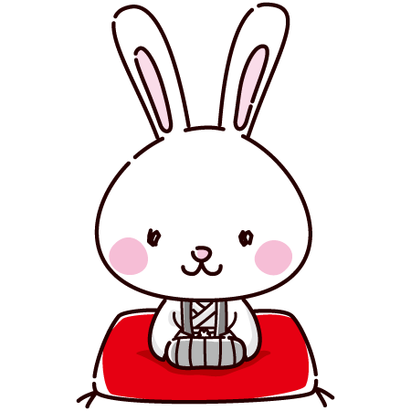 かわいいウサギのキャラクターイラスト（卯・着物・2023年干支）（2カット）