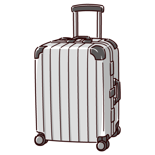 スーツケースのイラスト（ジュラルミン）（4カット）