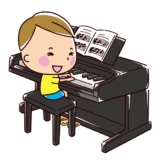 ピアノを弾くイラスト（男の子）