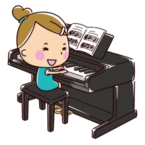 ピアノを弾くイラスト（女の子）