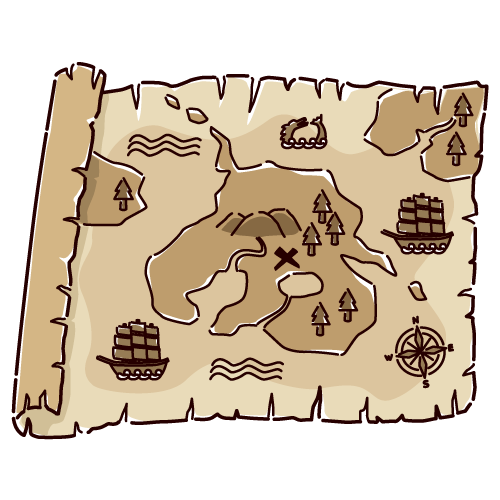 宝の地図のイラスト（2カラー）