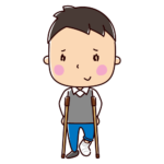 足にギプスをした男性のイラスト（2カット）