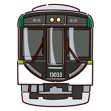 電車のイラスト（京阪電車13000系）