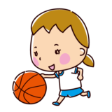 バスケットボールのイラスト（ドリブル・女子）