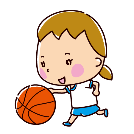バスケットボールのイラスト（ドリブル・女子）（2カット）