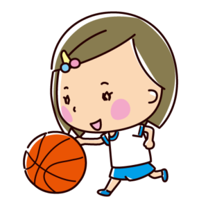バスケットボールのイラスト（ドリブル・女子）
