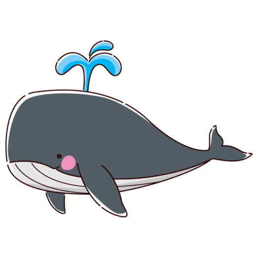クジラのイラスト（潮吹き）（2カラー）