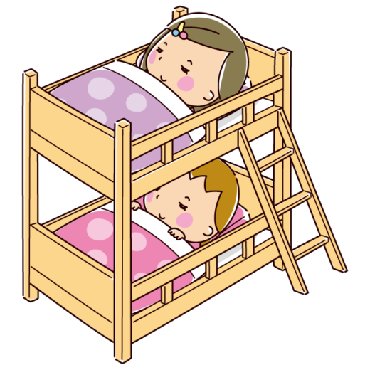 二段ベッドで寝る女の子のイラスト