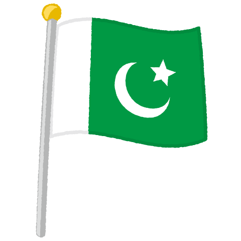 国旗ポールのイラスト（パキスタン）（2パターン）