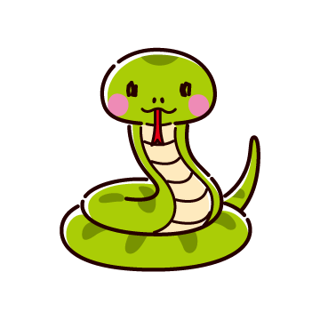 とぐろを巻くかわいい蛇のイラスト（巳・2025年干支）（2カラー）