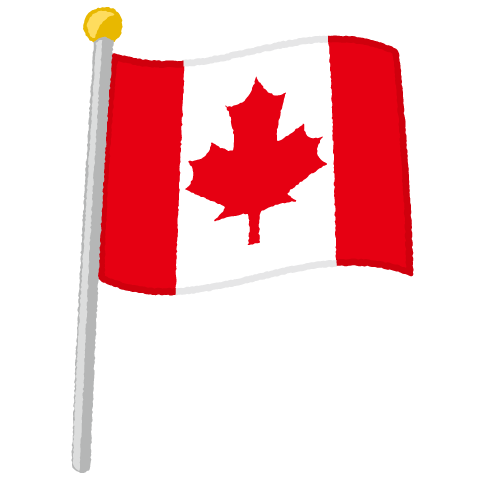 国旗ポールのイラスト（カナダ）（2パターン）