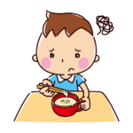 箸でスープを食べるイラスト（男の子）