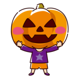 ハロウィンのイラスト（かぼちゃ頭・男の子）（2カット）