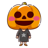 ハロウィンのイラスト（かぼちゃ頭・女の子）（2カット）