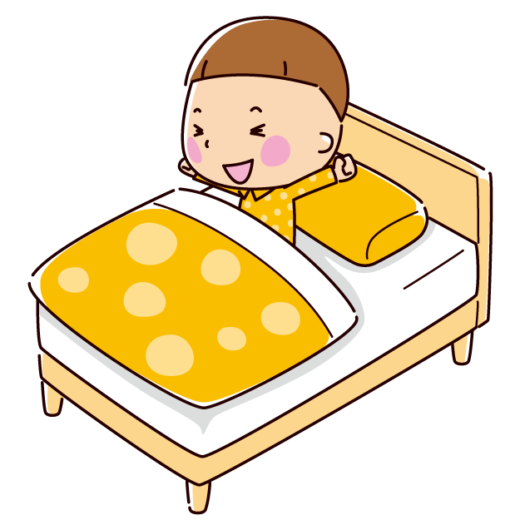 起きる子供のイラスト（男の子）（2キャラ）