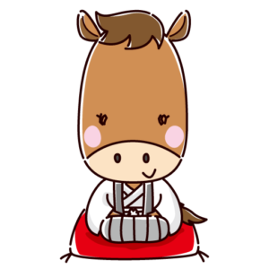 かわいい馬のキャラクターイラスト（午年・紋付袴・着物）