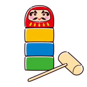だるま落としのイラスト