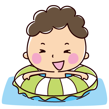 浮き輪のイラスト（男の子）（2キャラ）