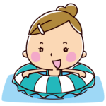 浮き輪のイラスト（女の子）（2キャラ）