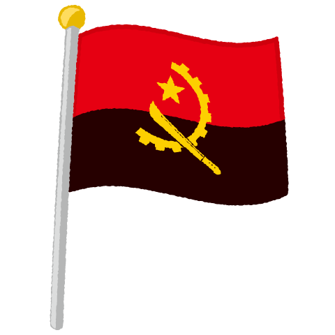 国旗ポールのイラスト（アンゴラ）（2パターン）