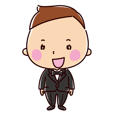 タキシードを着た男の子のイラスト（2キャラ）
