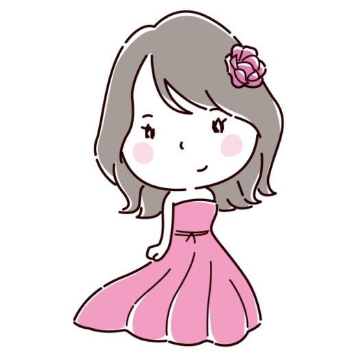 カラードレスを着た女性のイラスト（4カラー）