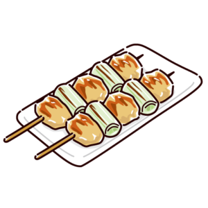 焼き鳥のイラスト（ねぎま）