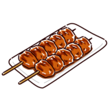 焼き鳥のイラスト（ももタレ）（2カット）