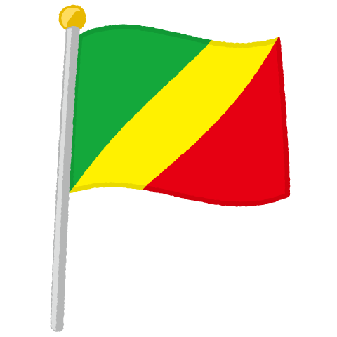 国旗ポールのイラスト（コンゴ共和国）（2パターン）