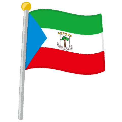 国旗ポールのイラスト（赤道ギニア）（2パターン）