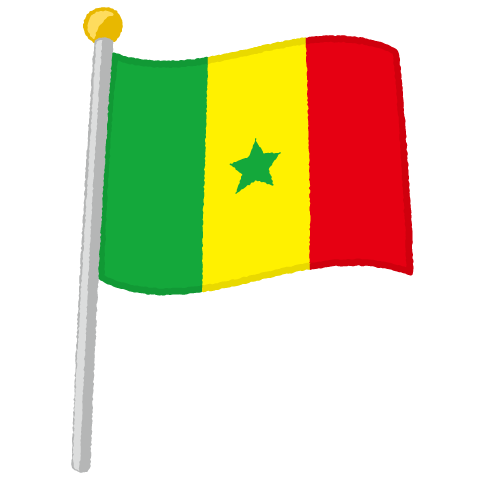 国旗ポールのイラスト（セネガル）（2パターン）