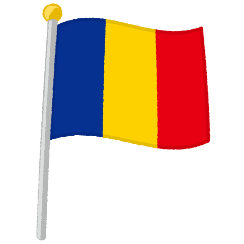 国旗ポールのイラスト（チャド）（2パターン）