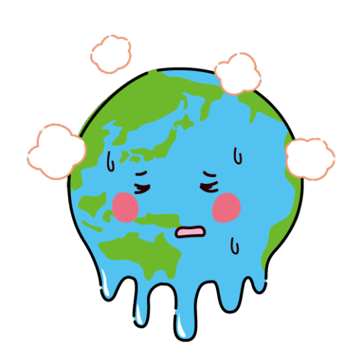 地球のキャラクターイラスト（温暖化）