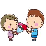 花束をわたすイラスト