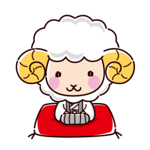 かわいい羊のキャラクターイラスト（未年・紋付袴・着物）
