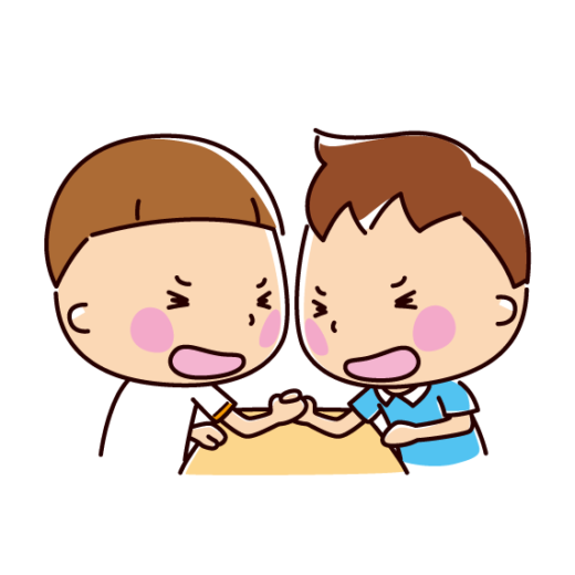 腕相撲のイラスト（男の子×2カット）